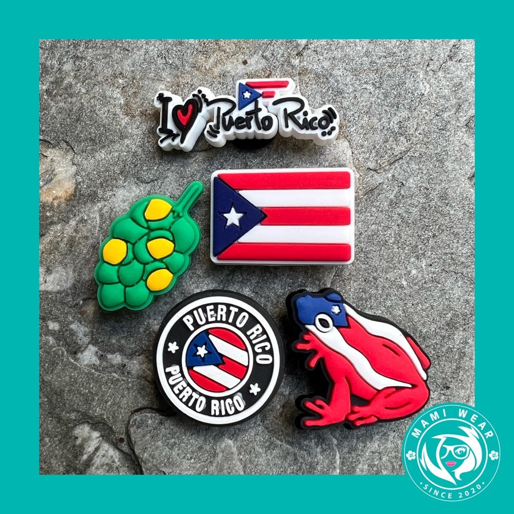 I Love Puerto Rico  Flag Coquí Quenepas Flag 5pcs for Crocs shoe accessories